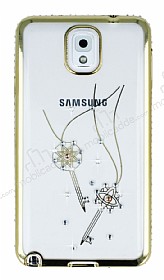 Dafoni Crystal Dream Samsung Galaxy Note 3 Tal Anahtar Gold Kenarl Silikon Klf