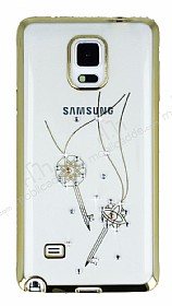 Dafoni Crystal Dream Samsung Galaxy Note 4 Tal Anahtar Gold Kenarl Silikon Klf