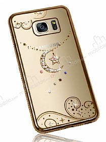 Dafoni Crystal Dream Samsung Galaxy Note 5 Tal Ay Yldz Gold Kenarl Silikon Klf