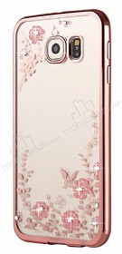 Dafoni Crystal Dream Samsung Galaxy S6 Edge Plus Tal Rose Gold effaf Silikon Klf