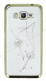 Dafoni Crystal Dream Samsung Galaxy Grand Prime / Prime Plus Tal Anahtar Gold Kenarl Silikon Klf