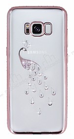 Dafoni Crystal Dream Samsung Galaxy S8 Tal Peacock Rose Gold Kenarl Silikon Klf