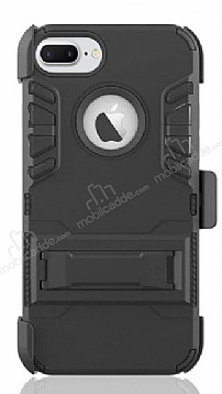 Dafoni Extra Defence iPhone 7 Plus Kemer Klipsli Ultra Koruma Siyah Klf