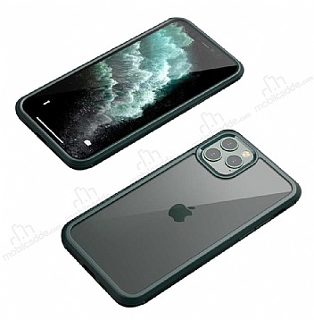 Dafoni Extra iPhone 11 Pro Max 360 Derece Koruma Cam Yeil Klf