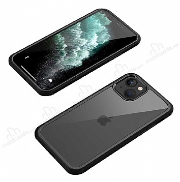 Dafoni Extra iPhone 13 Mini 360 Derece Koruma Cam Siyah Klf