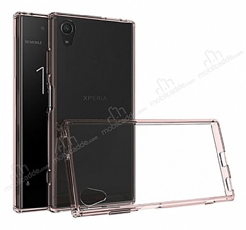 Dafoni Fit Hybrid Sony Xperia XA1 Plus Ultra Koruma Rose Gold Silikon Kenarl effaf Klf