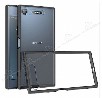 Dafoni Fit Hybrid Sony Xperia XZ1 Siyah Kenarl Ultra Koruma effaf Klf
