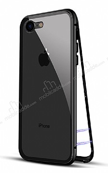 Dafoni Glass Guard iPhone 7 / 8 Metal Kenarl Cam Siyah Klf