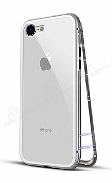 Dafoni Glass Guard iPhone 7 / 8 Metal Kenarl Cam Beyaz Klf
