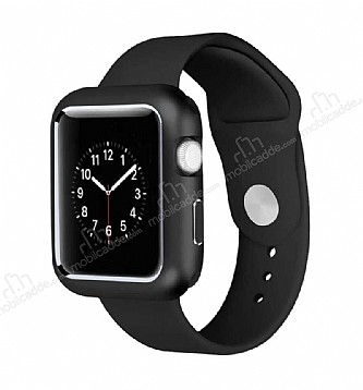 Dafoni Glass Guard Apple Watch 4 Metal Kenarl Siyah Klf 40mm
