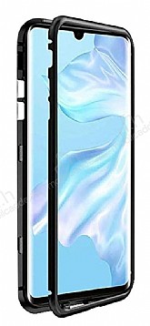 Dafoni Glass Guard Huawei P30 Metal Kenarl Cam Siyah Klf