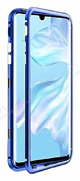 Dafoni Glass Guard Huawei P40 Pro Metal Kenarl Cam Mavi Klf