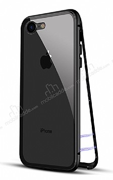 Dafoni Glass Guard iPhone 6 Plus / 6S Plus Metal Kenarl Cam Siyah Klf