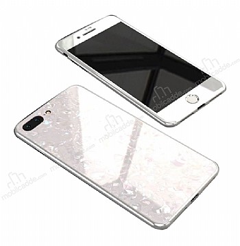 Dafoni Glass Guard iPhone 7 Plus / 8 Plus Desenli Cam Beyaz Klf