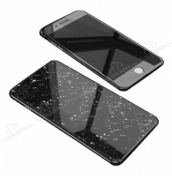 Dafoni Glass Guard iPhone 7 Plus / 8 Plus Desenli Cam Siyah Klf