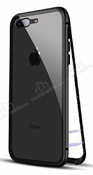 Dafoni Glass Guard iPhone 7 Plus / 8 Plus Metal Kenarl Cam Siyah Klf