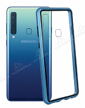 Dafoni Glass Guard Samsung Galaxy A9 2018 Metal Kenarl Cam Mavi Klf
