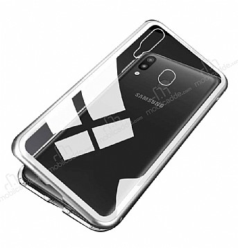 Dafoni Glass Guard Samsung Galaxy M10 Metal Kenarl Cam Silver Klf