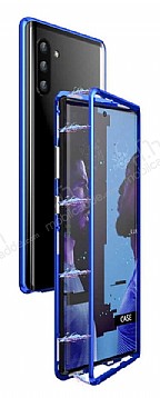 Dafoni Glass Guard Samsung Galaxy Note 10 Metal Kenarl Cam Lacivert Klf