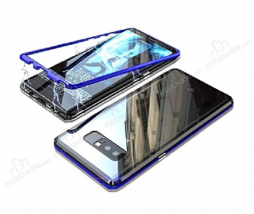 Dafoni Glass Guard Samsung Galaxy Note 8 Metal Kenarl Cam Lacivert Klf