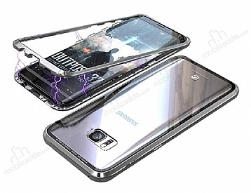 Dafoni Glass Guard Samsung Galaxy S7 Edge Metal Kenarl Cam Silver Klf
