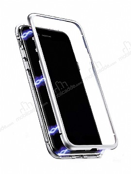 Dafoni Glass Guard Samsung Galaxy S8 Metal Kenarl Cam Silver Klf