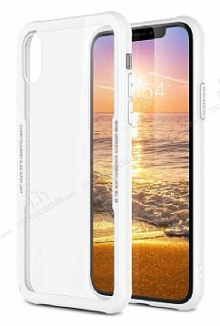 Dafoni Glass Shield iPhone XR Silikon Kenarl Cam Beyaz Klf