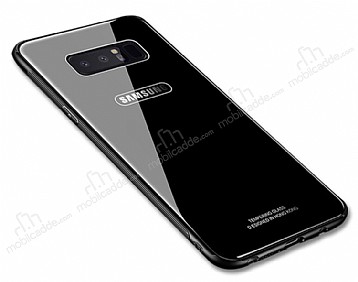 Dafoni Glass Shield Samsung Galaxy Note 8 Silikon Kenarl Cam Siyah Klf