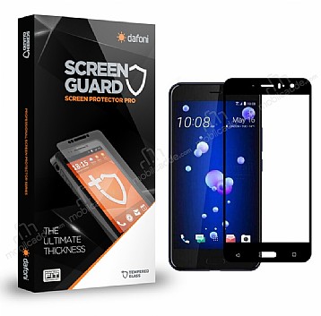 Dafoni HTC U11 Tempered Glass Premium Full Siyah Cam Ekran Koruyucu