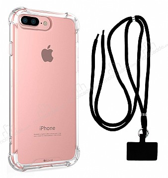 Dafoni Hummer iPhone 7 Plus / 8 Plus Siyah Askl Ultra Koruma Klf