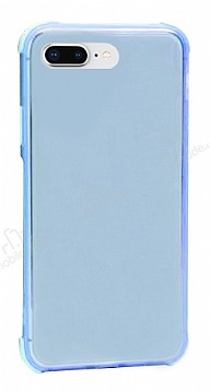 Dafoni Hummer iPhone 7 Plus / 8 Plus Ultra Koruma Silikon Kenarl Mavi Klf