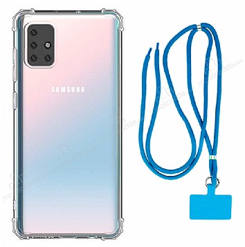 Dafoni Hummer Samsung Galaxy M51 Mavi Askl Ultra Koruma Klf