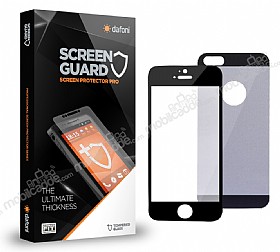 Dafoni iPhone SE / 5 / 5S / 5C n + Arka Tempered Glass Premium Dark Silver Cam Ekran Koruyucu