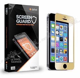 Dafoni iPhone SE / 5 / 5S Metal Kenarl Tempered Glass Premium Gold Cam Ekran Koruyucu