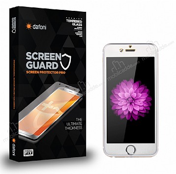 Dafoni iPhone 6 / 6S Metal Kenarl Tempered Glass Premium Silver Kavisli Cam Ekran Koruyucu