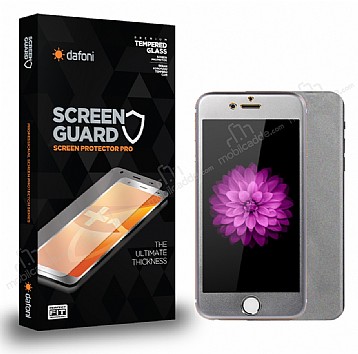 Dafoni iPhone 6 / 6S Tempered Glass Premium Dark Silver n + Arka Metal Kavisli Ekran Koruyucu