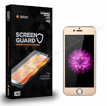 Dafoni iPhone 6 Plus / 6S Plus Metal Kenarl Tempered Glass Premium Gold Kavisli Cam Ekran Koruyucu