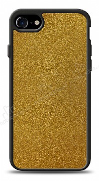 Dafoni iPhone 7 / 8 Silikon Kenarl Simli Gold Klf
