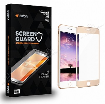 Dafoni iPhone 7 Plus / 8 Plus Full Tempered Glass Premium Gold Cam Ekran Koruyucu