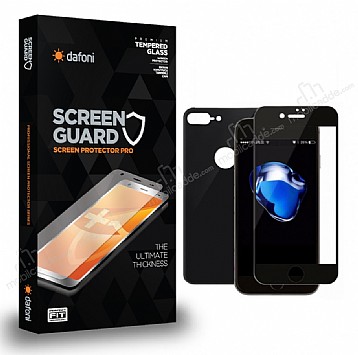 Dafoni iPhone 7 Plus / 8 Plus n + Arka Full Tempered Glass Premium Siyah Cam Ekran Koruyucu