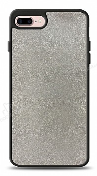Dafoni iPhone 7 Plus / 8 Plus Silikon Kenarl Simli Silver Klf