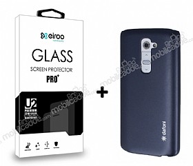 Dafoni LG G2 Dark Silver Klf ve Eiroo Cam Ekran Koruyucu Seti