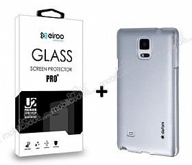 Dafoni Samsung Galaxy Note 4 Silver Klf ve Eiroo Cam Ekran Koruyucu Seti