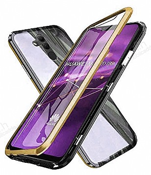 Dafoni Magnet Glass Huawei Mate 20 Lite 360 Derece Koruma Cam Gold Klf