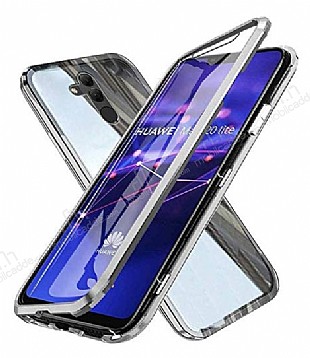 Dafoni Magnet Glass Huawei Mate 20 Lite 360 Derece Koruma Cam Silver Klf