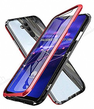 Dafoni Magnet Glass Huawei Mate 20 Lite 360 Derece Koruma Cam Krmz Klf