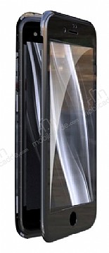 Dafoni Magnet Glass iPhone 7 / 8 360 Derece Koruma Cam Siyah Klf