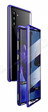 Dafoni Magnet Glass Samsung Galaxy Note 10 360 Derece Koruma Cam Lacivert Klf