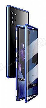 Dafoni Magnet Glass Samsung Galaxy Note 10 Plus 360 Derece Koruma Cam Mavi Klf