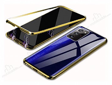 Dafoni Magnet Glass Samsung Galaxy Note 20 Ultra 360 Derece Koruma Cam Gold Klf
